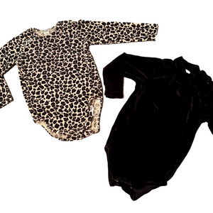 The children’s place two velvet body suits black & leopard print size 18 months
